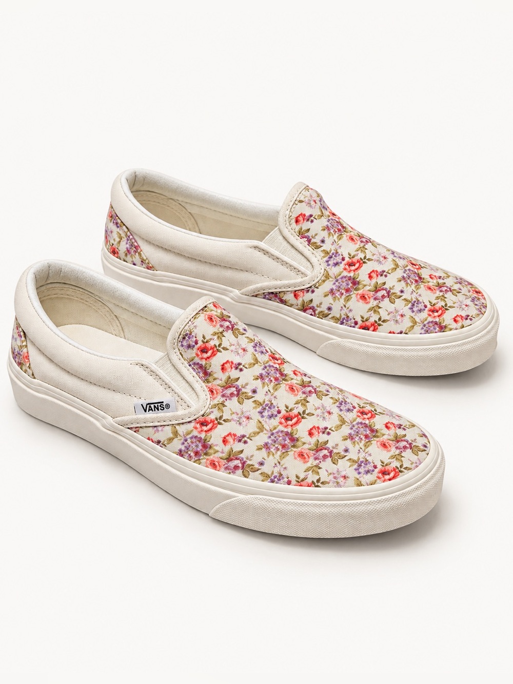 Vans Classic Slip-On Ditsy Floral Cream Multicolor Canvas Sneakers Women’s 8